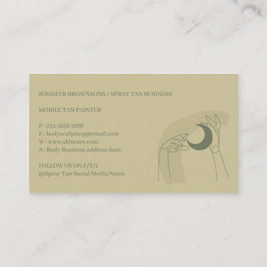 Sage Gold Hands Moon Energy Healing Reiki Visitenkarte (Rückseite)