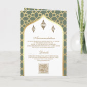 Sage Gold Islamisches Muster QR Code Muslime Hochz Einladung (Rückseite)