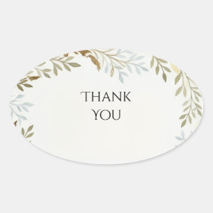 Sage Gold Leaf Dankeschön Oval Aufkleber