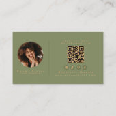 Sage/Gold Minimalistischer QR-Code Berufliches Fot Visitenkarte (Rückseite)