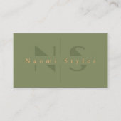 Sage/Gold Minimalistischer QR-Code Berufliches Fot Visitenkarte (Vorderseite)