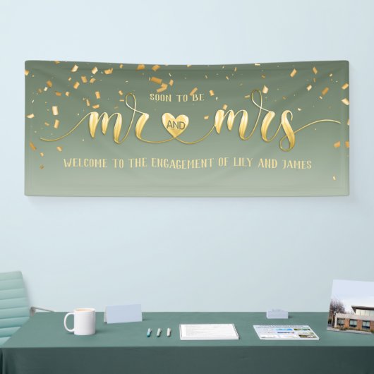 Sage Gold Mr. and Mrs. Verlobung Banner (Messe)