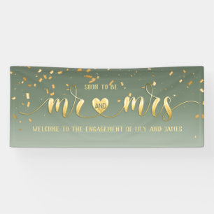 Sage Gold Mr. and Mrs. Verlobung Banner