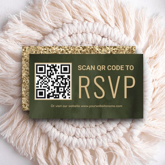 Sage Gold Online QR Code RSVP Wedding Website Begleitkarte