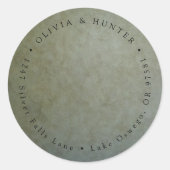 Sage Gold Wedding Couple Names Rücksendeadresse Runder Aufkleber (Vorderseite)