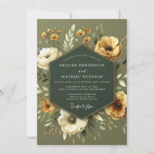 Sage-Goldruten-Flora-Hochzeit Einladung