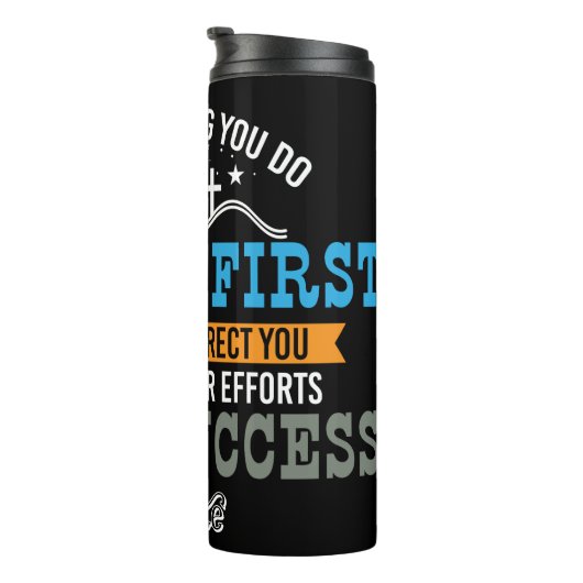 Sage Gott den ersten Erfolg Thermosbecher (Nach rechts gedreht)