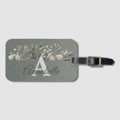 Sage Gr. Botanische Blätter Mit Monogramm Gepäckma Gepäckanhänger (Vorderseite (Horizontal))