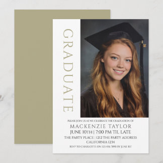 Sage Graduation Modern Photo Template Personalized Einladung