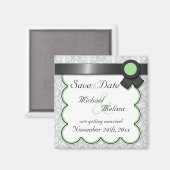 Sage & Gray Damask Speichern des Datumsmagneten Magnet (Vorderseite/Rückseite)
