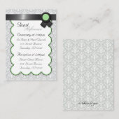 Sage & Gray Damask Wedding Guest Reference Cards Begleitkarte (Vorne/Hinten)
