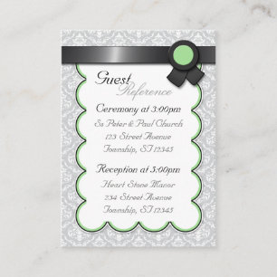 Sage & Gray Damask Wedding Guest Reference Cards Begleitkarte