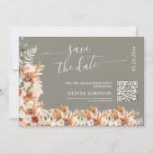 Sage Gray Terracotta Graduation Save the Date QR  (Vorderseite)