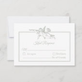 Sage Gray Toile de Jouy Cherub Wedding RSVP Card Karte (Vorderseite)