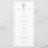 Sage Gray Toile de Jouy Wedding Menu Card Menükarte (Vorderseite)