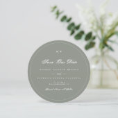 Sage Gray White Elegant Round Photo Save The Date Einladung (Stehend Vorderseite)
