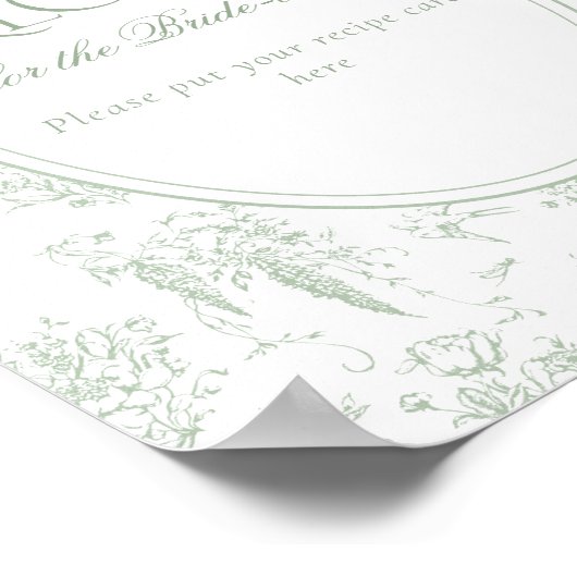 Sage Gree Toile Vintages Brautparty Poster (Ecke)