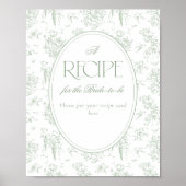 Sage Gree Toile Vintages Brautparty Poster (Vorne)