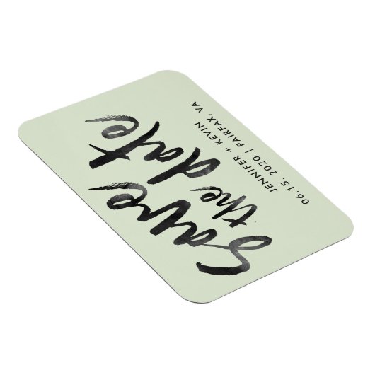 Sage Gree Wedding Calligrafy Save the Date Magnet (Rechte Seite)