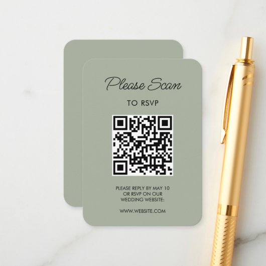 Sage Gree Wedding RSVP Modern Minimalist Simple Begleitkarte (Vorderseite/Rückseite Beispiel)