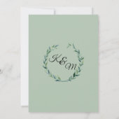 Sage Green 12x18 Laurel Wreath Olive Leaf Moderne Einladung (Rückseite)
