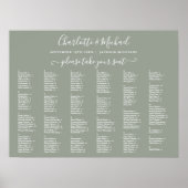 Sage Green 200 Names Wedding Seating Chart Poster (Vorne)