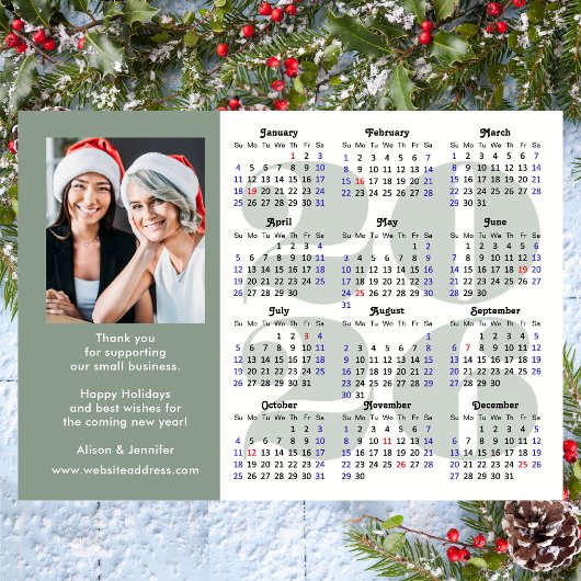 Sage Green 2026 Calendar Business Foto Magnetic Magnetkarte