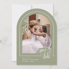 Sage Green 2 Foto Script Wedding Save the Date Einladung