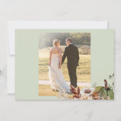 Sage green 2 photos boho botanical wedding dankeskarte (Rückseite)