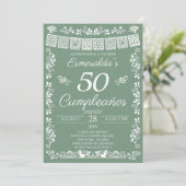 Sage Green 50. Geburtstagsfeier Einladung (Stehend Vorderseite)