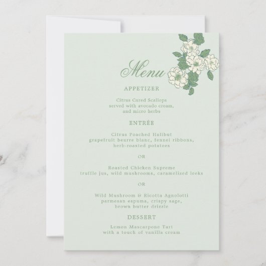 Sage Green 5x7 Wedding Menu Card Einladung (Vorderseite)