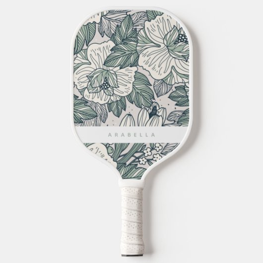 Sage Green Abstrakt Floral Pickleball Paddel Schläger (Vorderseite)