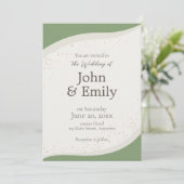 Sage Green Abstrakt Wedding Einladung (Stehend Vorderseite)