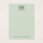 Sage green add logo necklace earring display card (Vorderseite)