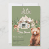 Sage Green Adventure erwartet Mountains Baby Showe Einladung (Vorderseite)