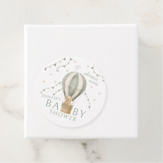 Sage Green Adventure Teddy Baby Dusche Vielen Dank Geschenkanhänger (Beispiel)