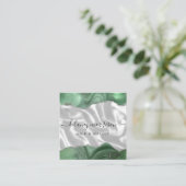Sage Green Agate Silver Glitter White Luxury Quadratische Visitenkarte (Stehend Vorderseite)