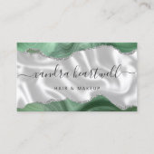 Sage Green Agate Silver Glitzer Luxus Visitenkarte (Vorderseite)