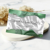 Sage Green Agate Silver Glitzer Luxus Visitenkarten