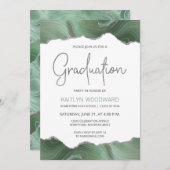 Sage Green Agate Silver Graduation Party Einladung (Vorne/Hinten)