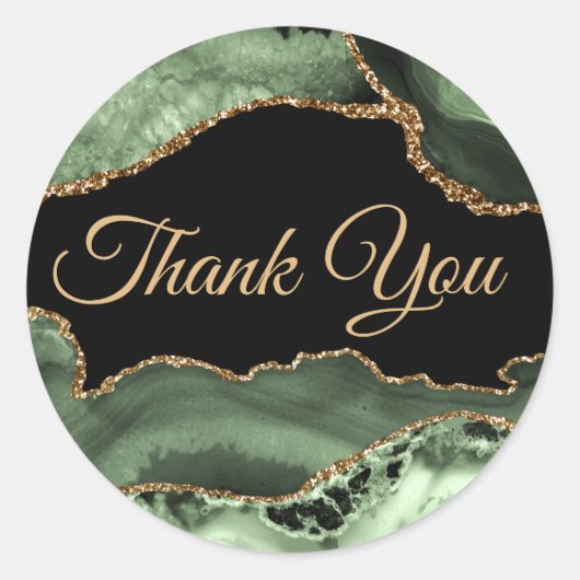Sage Green Agate Vielen Dank Runder Aufkleber (Vorderseite)