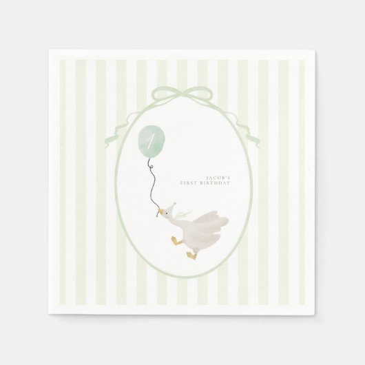 Sage Green Albern Goose Party Napkins Serviette (Vorderseite)