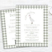Sage Green Albern Little Gänse Baby Shower QR Code Einladung