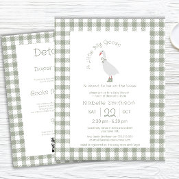 Sage Green Albern Little Gänse Baby Shower QR Code Einladung