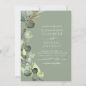 Sage Green All in One Eukalyptus QR Code Wedding Einladung (Vorderseite)