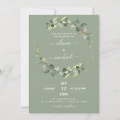 Sage Green All in One Eukalyptus QR Code Wedding Einladung (Vorderseite)