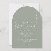 Sage Green All in one monogram QR Code Wedding Einladung (Vorderseite)