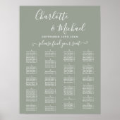 Sage Green Alphabetical Wedding Seating Chart Poster (Vorne)