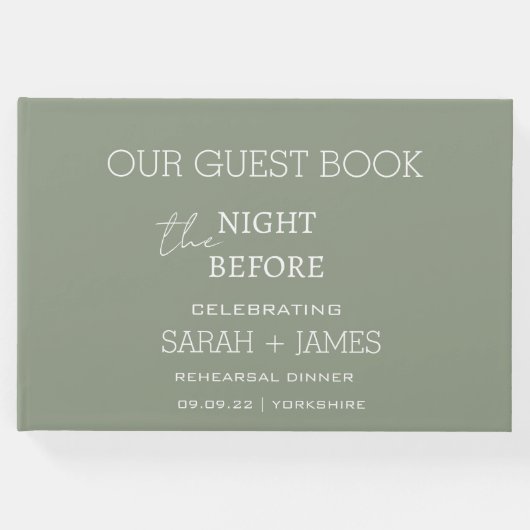 Sage Green am Abend vor der Probe Abendessen Gästebuch (Vorderseite)