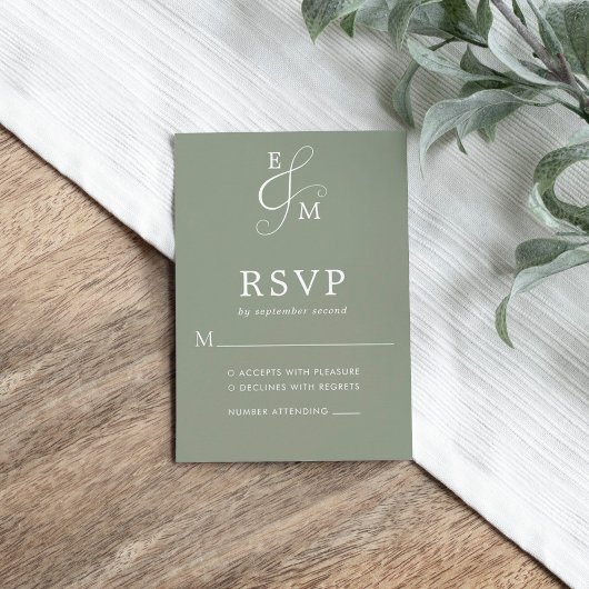 Sage Green Ampersand Hochzeit RSVP Karte